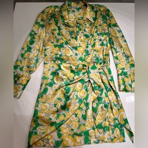 Zara Green and Yellow Paisley Wrap Dress